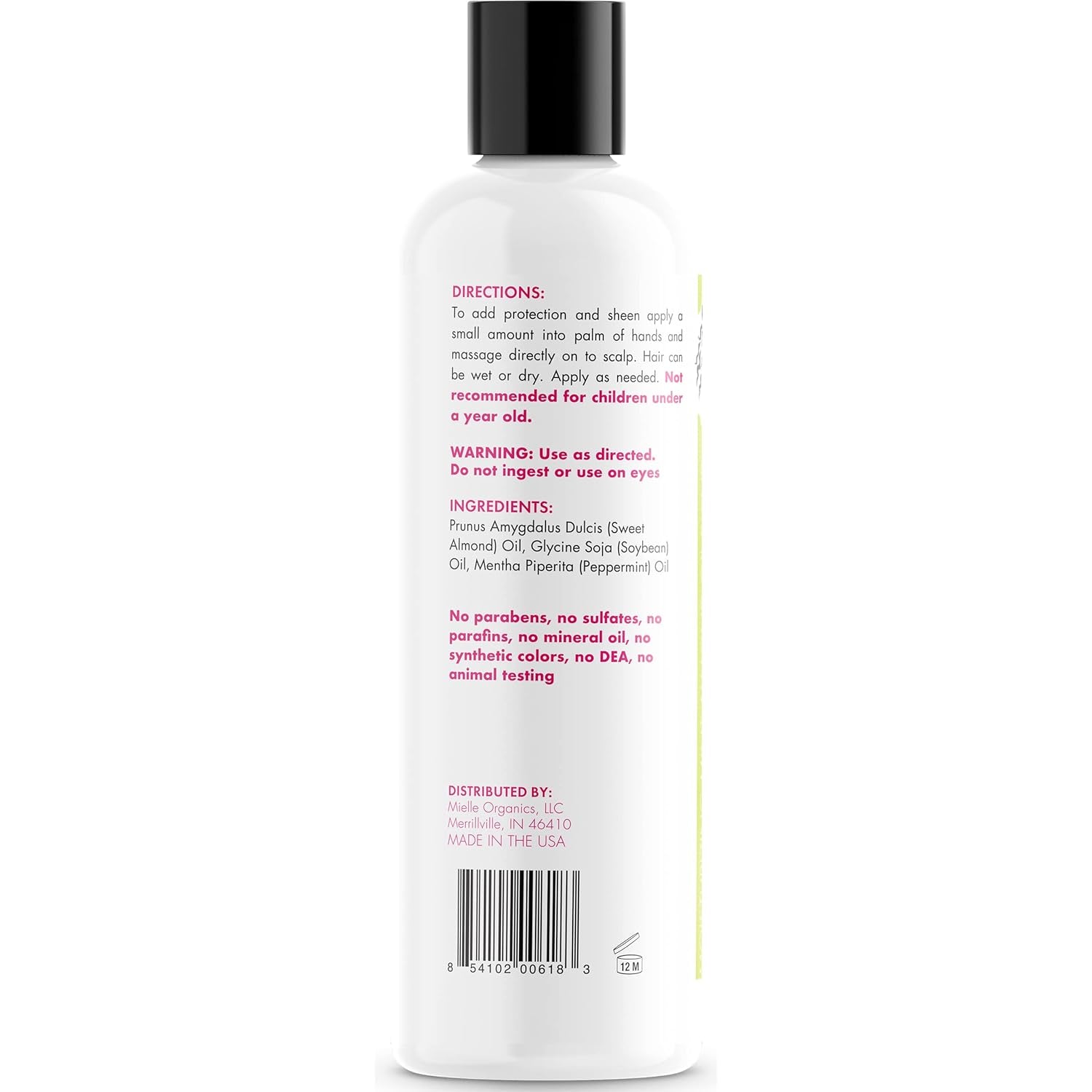 Mint Almond Oil - Lightweight Dry Scalp Oil to Lock in Moisture and Help Encourage Longer, Healthier Hair - Suitable for All Hair Types (8 Fl Oz)